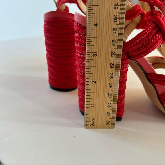 CAbi Tiptoe Hibiscus Red Knotted Rope Ankle Strap Sandals Size 7 - Picture 14 of 16